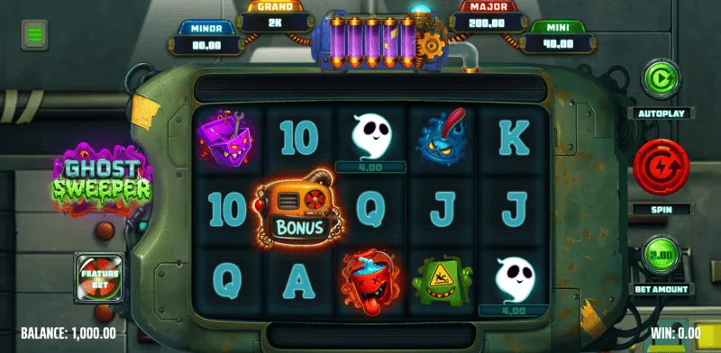 Ghost Sweeper - Main game screen with 5x3 grid